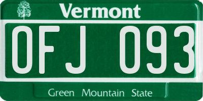 VT license plate OFJ093