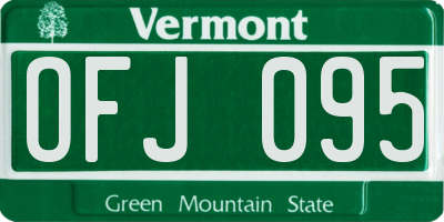 VT license plate OFJ095