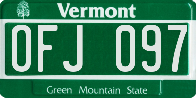 VT license plate OFJ097