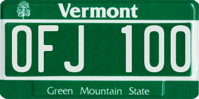 VT license plate OFJ100