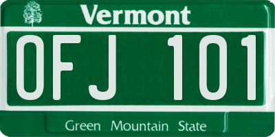 VT license plate OFJ101