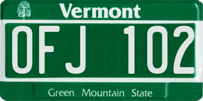 VT license plate OFJ102
