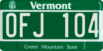 VT license plate OFJ104