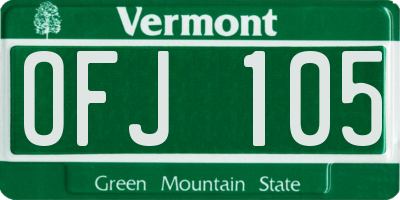 VT license plate OFJ105