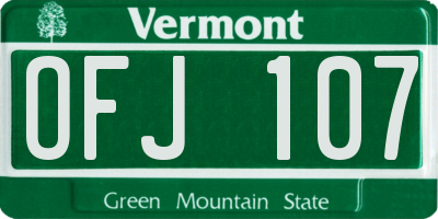 VT license plate OFJ107