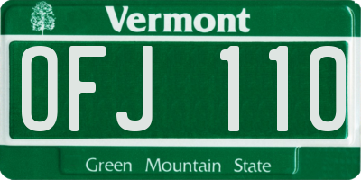 VT license plate OFJ110