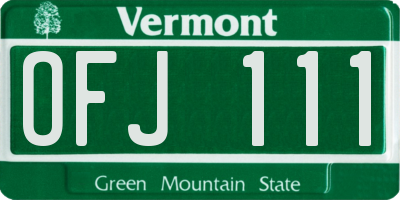 VT license plate OFJ111
