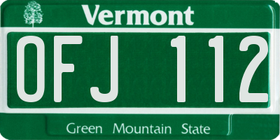 VT license plate OFJ112