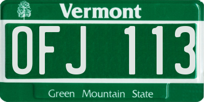 VT license plate OFJ113