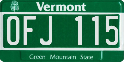 VT license plate OFJ115