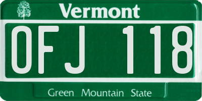 VT license plate OFJ118