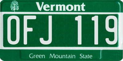 VT license plate OFJ119