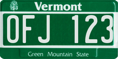 VT license plate OFJ123