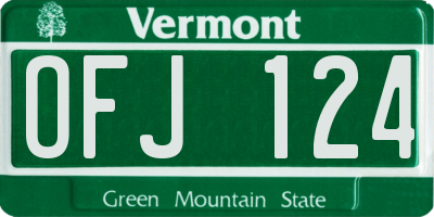 VT license plate OFJ124