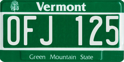 VT license plate OFJ125