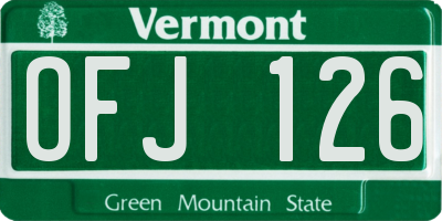VT license plate OFJ126