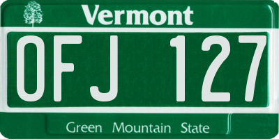 VT license plate OFJ127