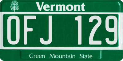 VT license plate OFJ129