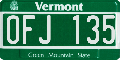 VT license plate OFJ135