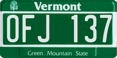 VT license plate OFJ137