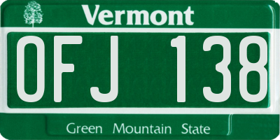 VT license plate OFJ138