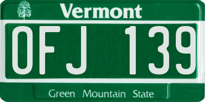VT license plate OFJ139