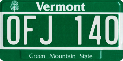 VT license plate OFJ140