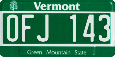VT license plate OFJ143