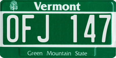 VT license plate OFJ147