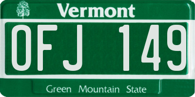 VT license plate OFJ149