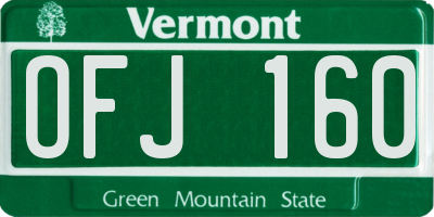 VT license plate OFJ160