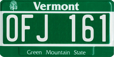 VT license plate OFJ161