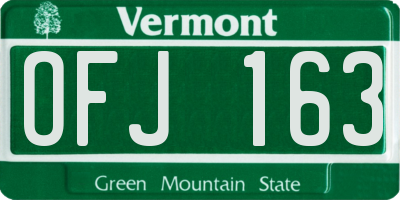 VT license plate OFJ163