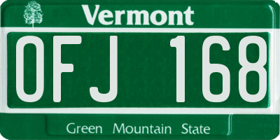 VT license plate OFJ168