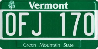 VT license plate OFJ170