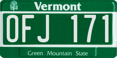 VT license plate OFJ171