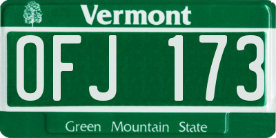 VT license plate OFJ173