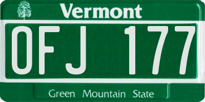 VT license plate OFJ177