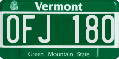 VT license plate OFJ180