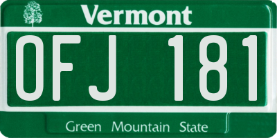 VT license plate OFJ181