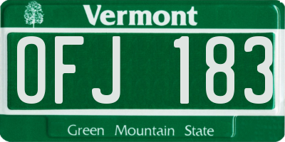 VT license plate OFJ183