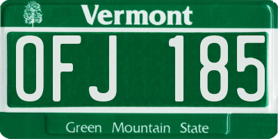 VT license plate OFJ185