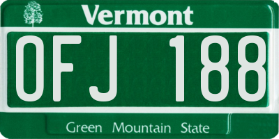 VT license plate OFJ188