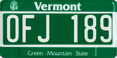 VT license plate OFJ189