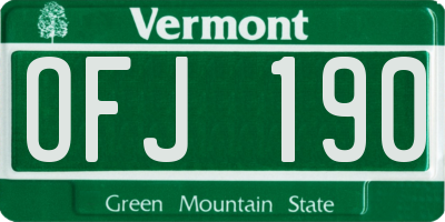 VT license plate OFJ190