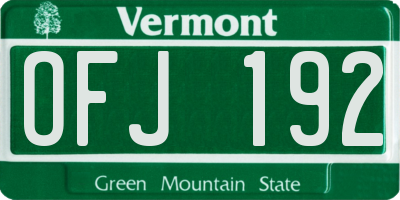VT license plate OFJ192