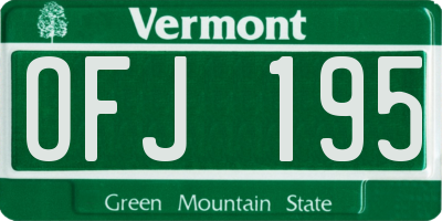 VT license plate OFJ195