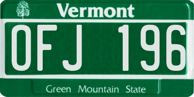 VT license plate OFJ196