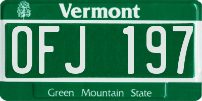 VT license plate OFJ197