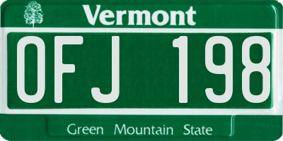 VT license plate OFJ198